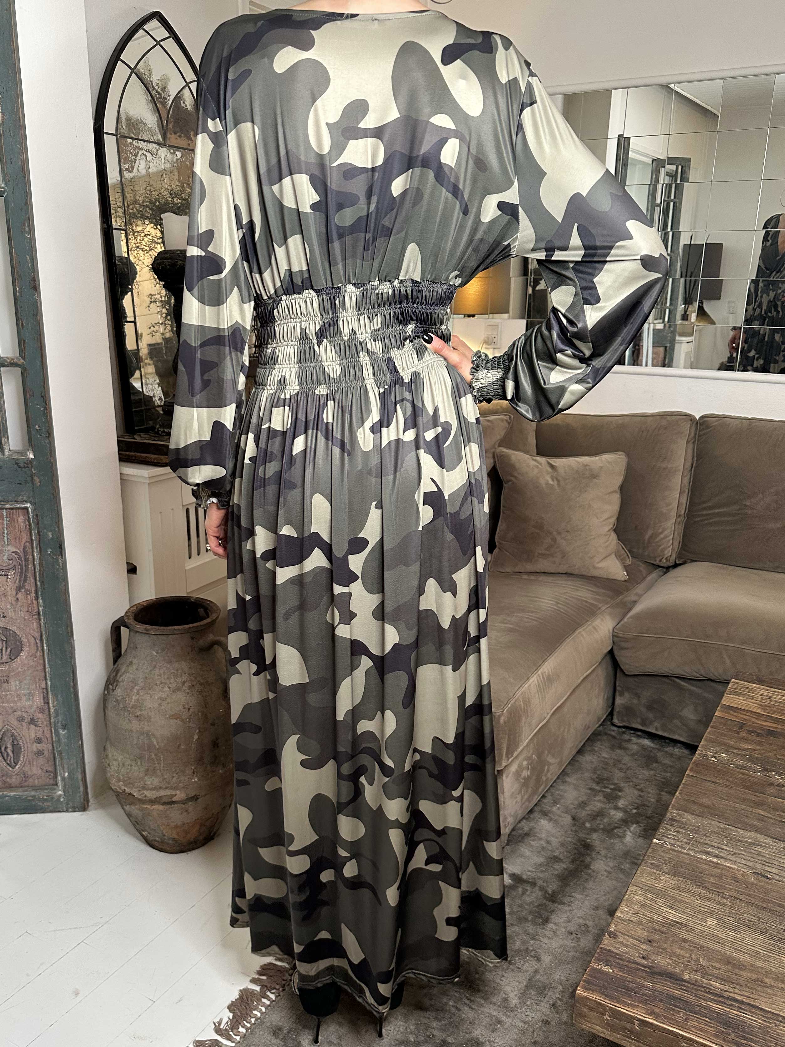 Pams Camo L/S - Elastisk kjole i camouflageprint